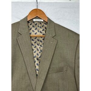 Chaps Mens Tan Textured Two Button Blazer Jacket Sport Coat 48L Paisley Lining